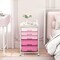 5-Drawer Rolling Utility Cart with Wooden Tabletop – 5-Tier Craft Storage Trolley with Lockable Wheels, Rose Pink